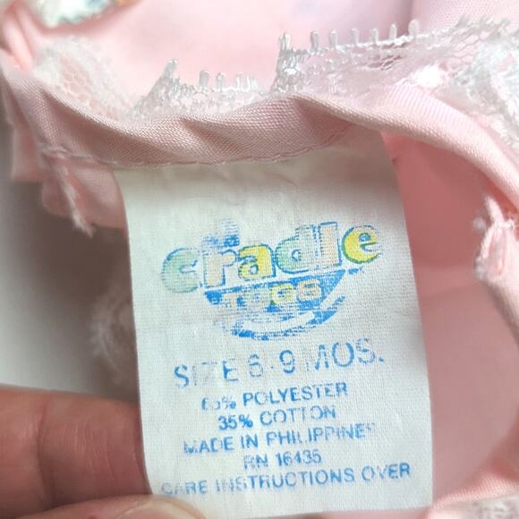 Vintage Cradle Togs Outfit Baby Girls Size 6-9m Pink Floral Bloomers - Picture 5 of 5